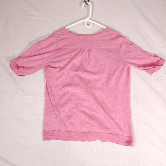 Croft & Barrow Womens Cardigan Sweater L Heather Pink Open Front Layering Preppy - Picture 2 of 16